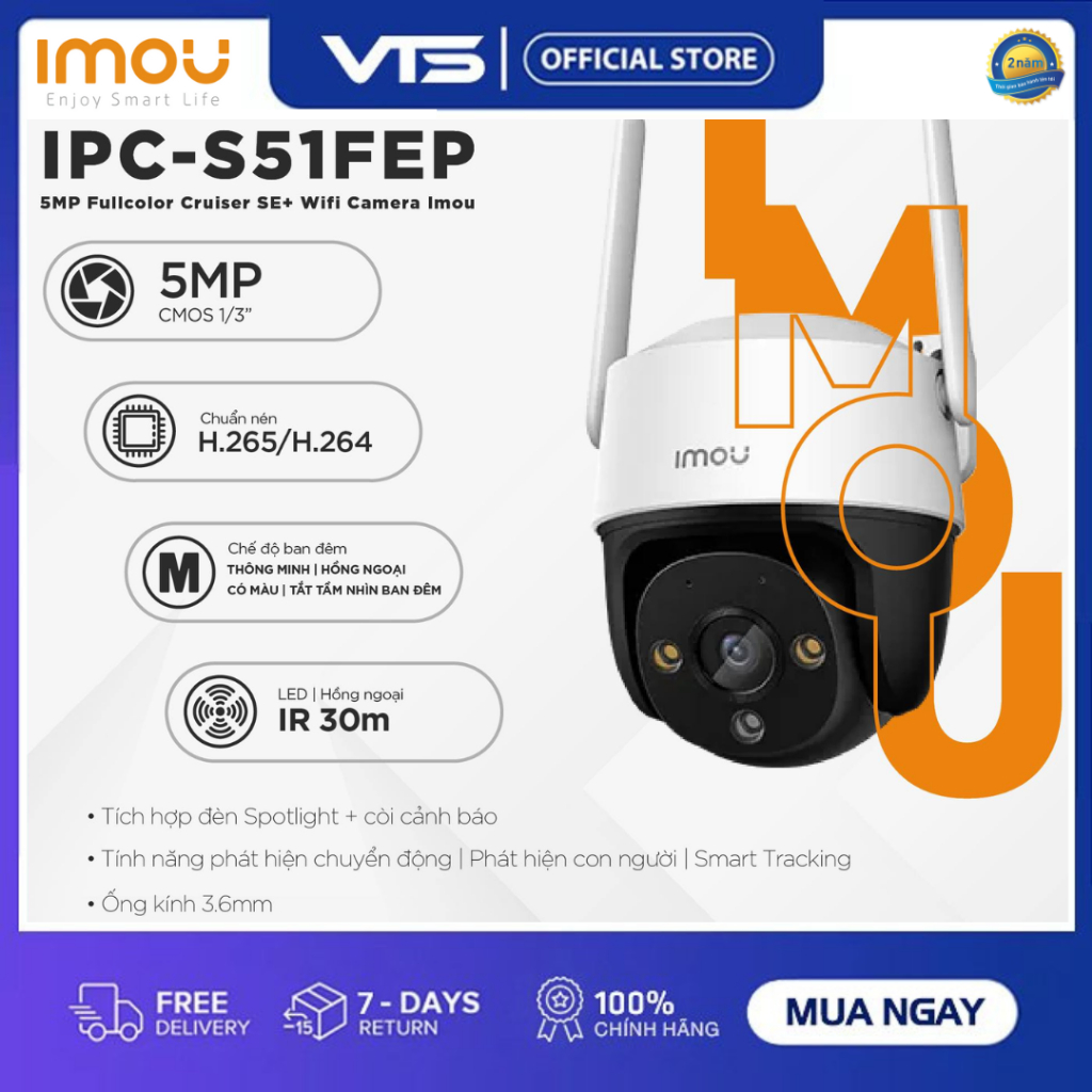 Camera Wifi IMOU CRUISER SE+ S31FEP 3MP/S51FEP 5MP Xoay 360 Độ, Đàm Thoại 2 Chiều, Full Color 8