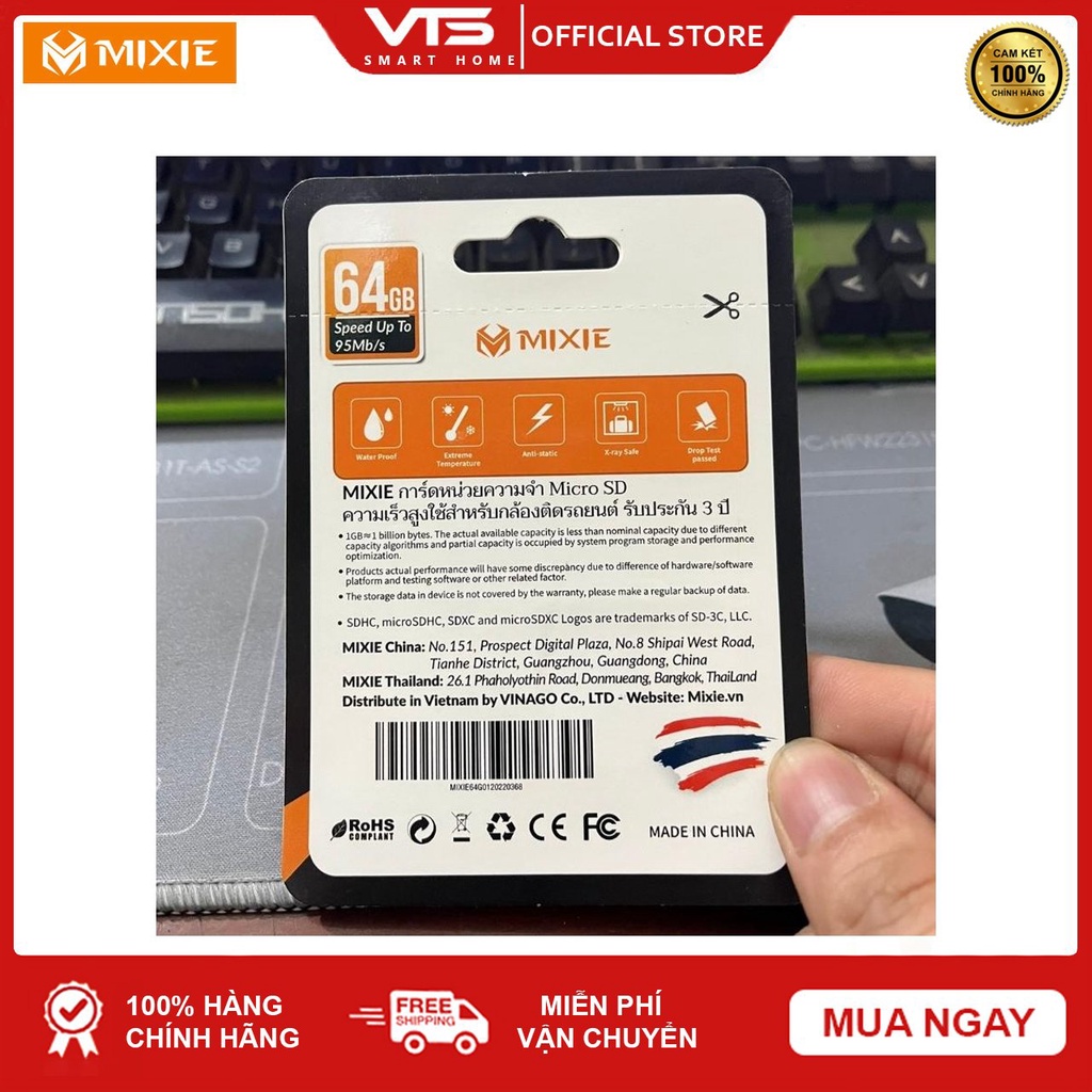 Thẻ nhớ Micro SD Mixie 64Gb 95MB/s U3, Chuyên dụng cho Camera Chính Hãng, Bảo Hành 3 Năm - VTS Store 6