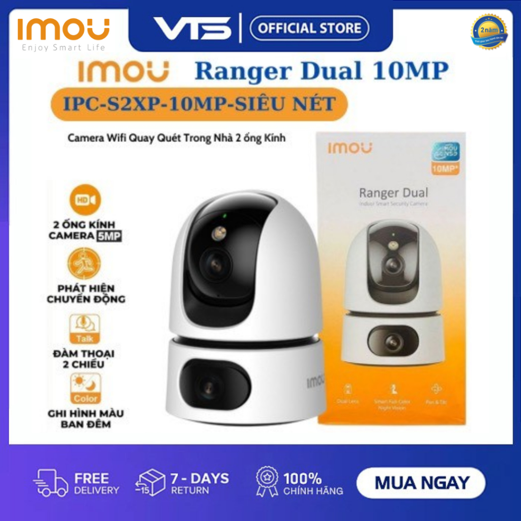 Camera Wifi IMOU 2 Mắt Ranger Dual Pro S2XEP 6MP/10MP, Ranger Dual S2XP 6MP/10MP, Xoay 360 Độ, Đàm Thoại 2 Chiều 6