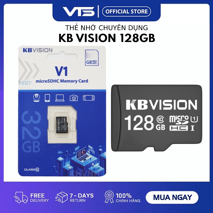 [NPP CHÍNH HÃNG] Thẻ nhớ KBVISION 128GB MicroSD Ultra Class 10, 128GB KB Chuyên dụng cho Camera - VTS Smart Home