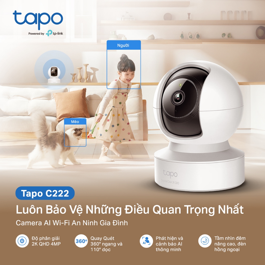 Camera WiFi TP-Link Tapo C200/C222/C230 Xoay 360 Độ, Đàm Thoại 2 Chiều - Chính Hãng TAPO TPLINK 5