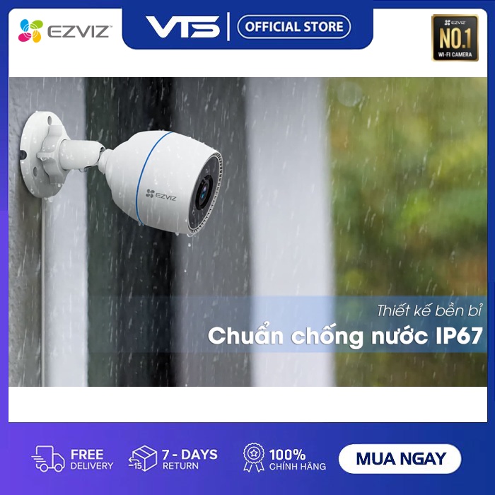 Camera Wifi EZVIZ H3C 2MP Full HD - H.265 Ngoài Trời, Mic, Hồng Ngoại Ban Đêm - Chuẩn IP67 - VTS Smarthome 5