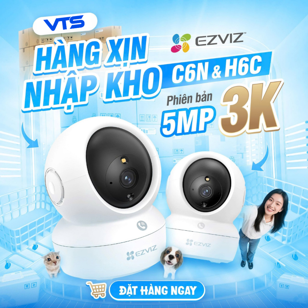 [NEW 2025] Camera Wifi EZVIZ H6C G1 3K 5MP/ H6C PRO 2K 3MP, Xoay 360 độ, Đàm Thoại 2 Chiều, Theo Dõi Chuyển Động - VTS 3