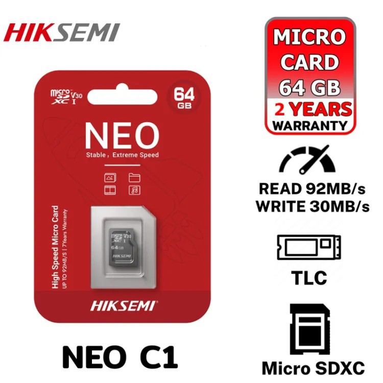 Thẻ Nhớ Micro SD HIKSEMI (HIKVISION) 32GB/64GB/128GB/256GB Chính Hãng, Class 10, 92MB/s, Chuyên Dụng Cho Camera 4