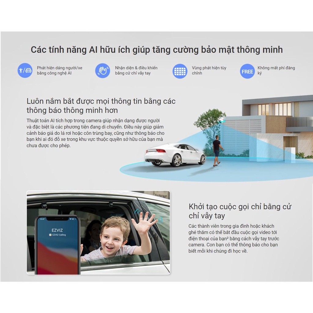 Camera Wifi EZVIZ H8 PRO 3K 5MP - Xoay 360 Độ Ngoài Trời, Đàm Thoại 2 Chiều - H8 3K 5MP, H8 5MP 10