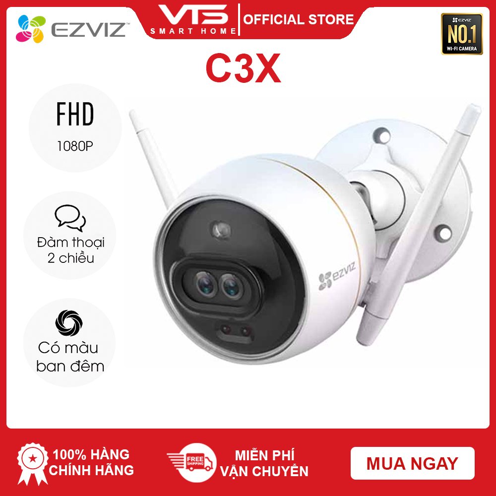 [NPP CHÍNH HÃNG] Camera IP Wifi Ngoài Trời Ezviz C3X Bản Mắt Kép Có Màu Ban Đêm Full HD 1080P - Hàng Chính Hãng - VTS 8
