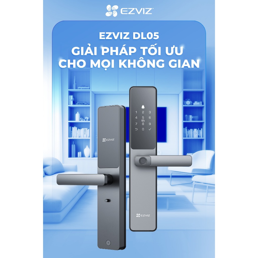Khóa Vân Tay EZVIZ DL05, Dùng Cho Cửa Gỗ, Nhiều Cách Mở Khóa, Tích Hợp Chuông Cửa, Kết Nối Với Camera EZVIZ 4