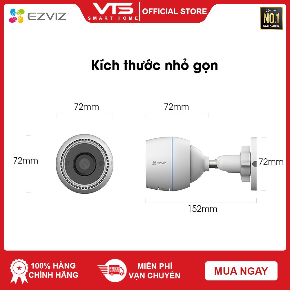 [NPP CHÍNH HÃNH] Camera IP Wifi EZVIZ C3TN 2MP, H.265 Ngoài Trời, (Bản Nâng Cấp C3WN), Chuẩn IP67- VTS Smarthome 8