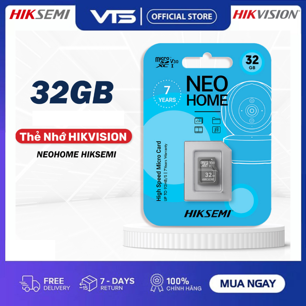 Thẻ Nhớ 32GB HIKSEMI (HIKVISION) Micro SD Class 10 Upto 92MB/S - Chuyên Dụng Cho Camera,...
