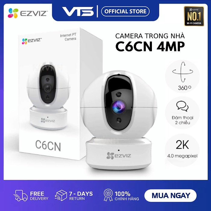 [FREESHIP] Camera IP WIFI EZVIZ C6CN 4MP , Full HD 2KM, H.265 - Đàm Thoại 2 Chiều - Xoay 360 độ - CS-C6CN Công Nghệ AI