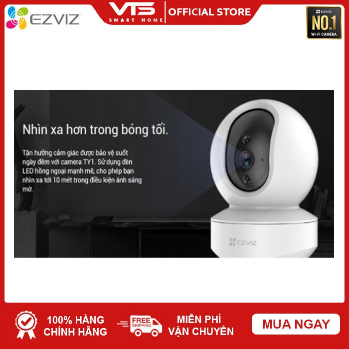 [NPP CHÍNH HÃNG] Camera EZVIZ TY1 4MP 2K Siêu Nét - Xoay 360 độ - Đàm thoại 2 chiều - Theo Dõi Chuyển Động - VTS 6