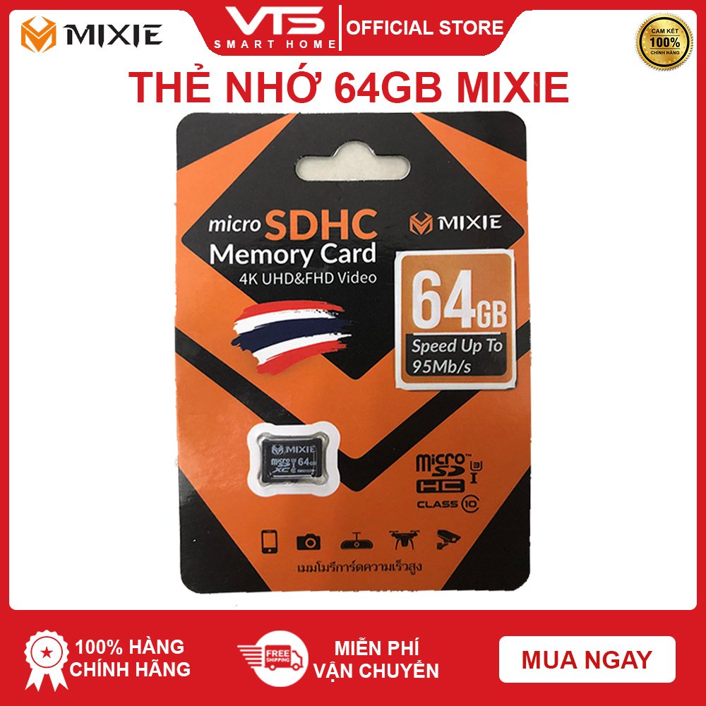 [NPP CHÍNH HÃNG] Thẻ nhớ Micro SD Mixie 128GB 95MB/s U3, Chuyên dụng cho Camera Chính Hãng, Bảo Hành 3 Năm - VTS Store