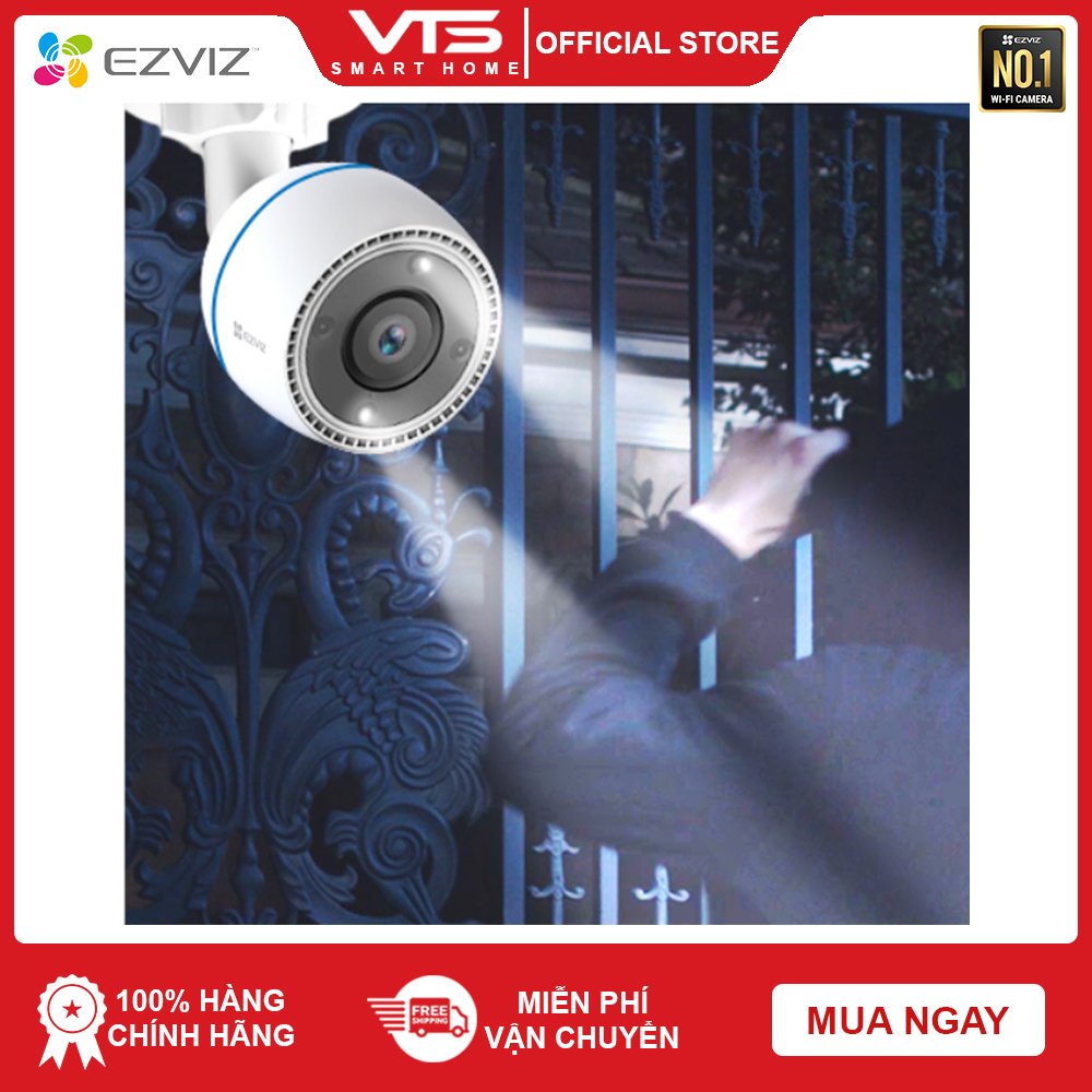 [NPP CHÍNH HÃNH] Camera IP Wifi EZVIZ C3TN 2MP Full Color, H.265 Ngoài Trời, Có Màu Ban Đêm, Tích Hợp Micro Thu Âm - VTS 5