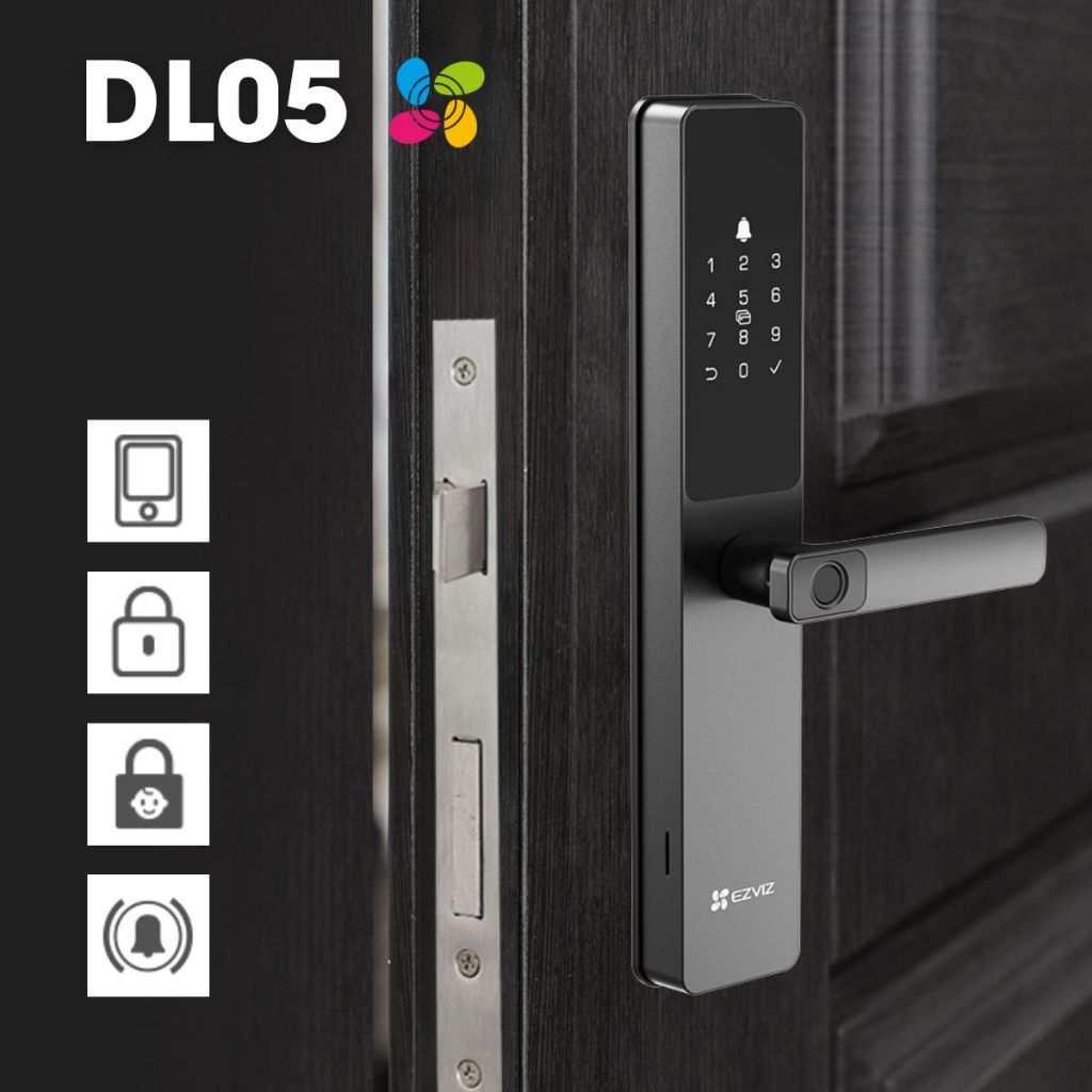 Khóa Vân Tay EZVIZ DL05, Dùng Cho Cửa Gỗ, Nhiều Cách Mở Khóa, Tích Hợp Chuông Cửa, Kết Nối Với Camera EZVIZ 6