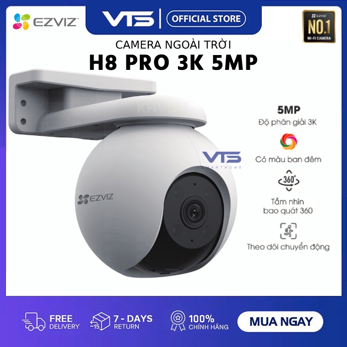 Camera Wifi EZVIZ H8 PRO 3K 5MP - Xoay 360 Độ Ngoài Trời, Đàm Thoại 2 Chiều - H8 3K 5MP, H8 5MP