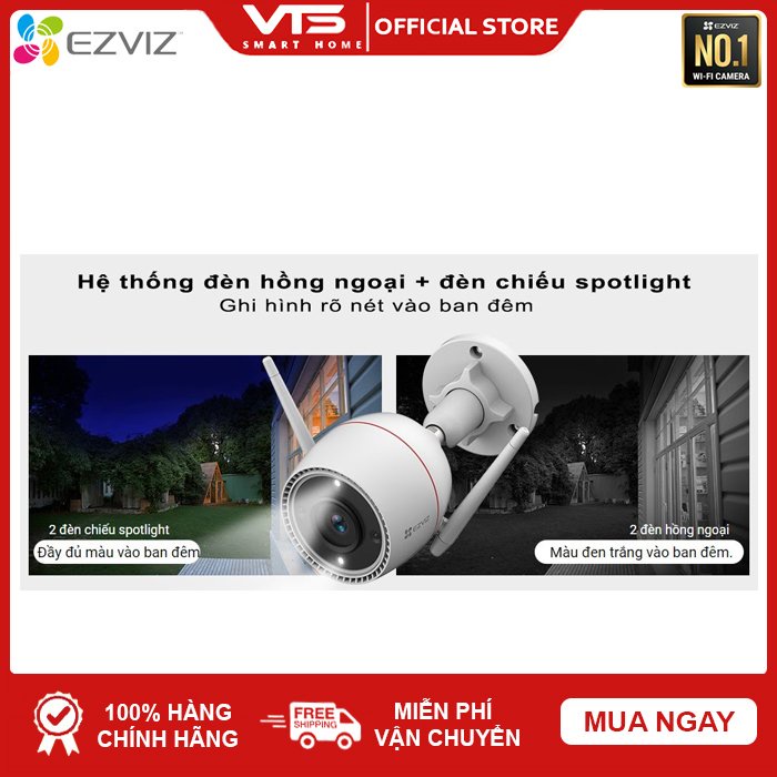 Camera Wifi EZVIZ C3TN 2K 3MP Full Color, Âm Thanh 2 Chiều, (Bảng Nâng Cấp C3N) - VTS Smart 5