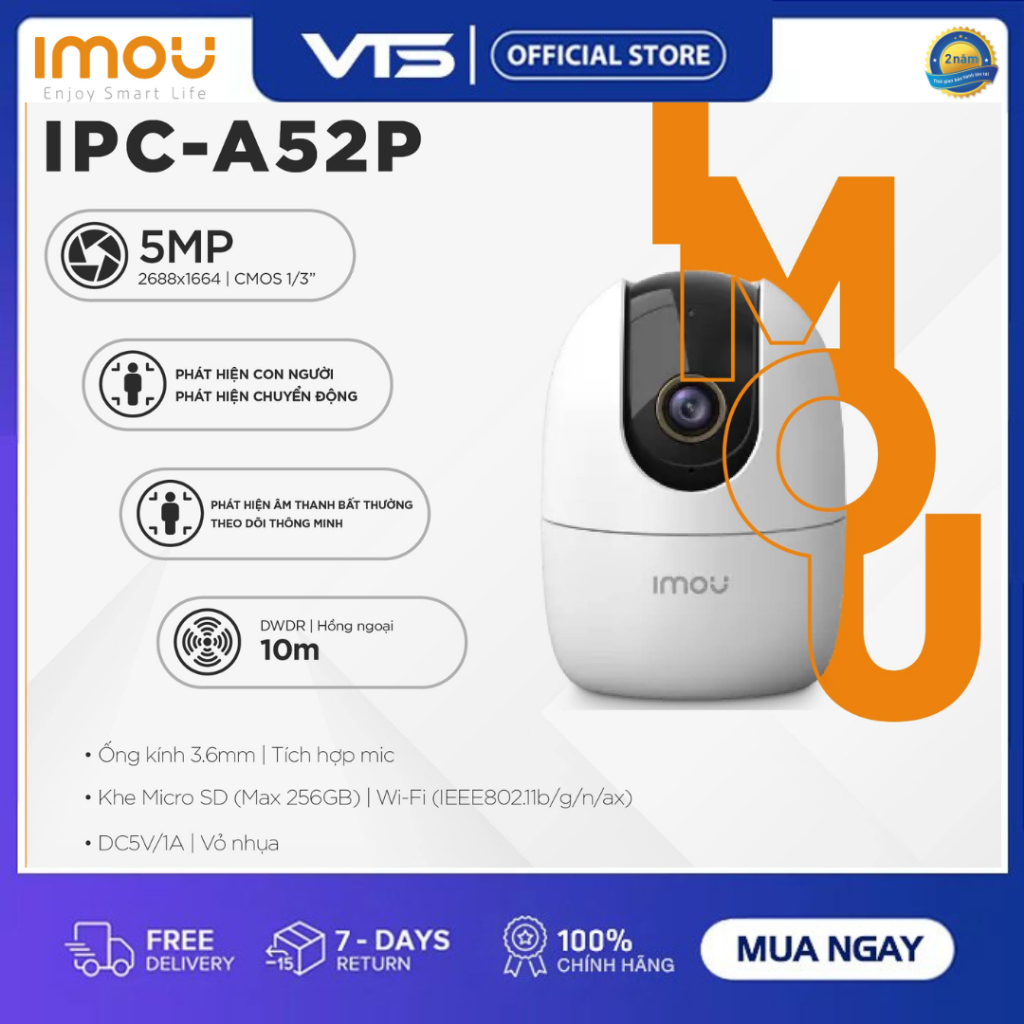 Camera Wifi IMOU Ranger 2 A32EP/A52P, Ranger 2 Pro, Ranger Mini K2MP 3MP/5MP, Xoay 360 độ, Đàm Thoại 10