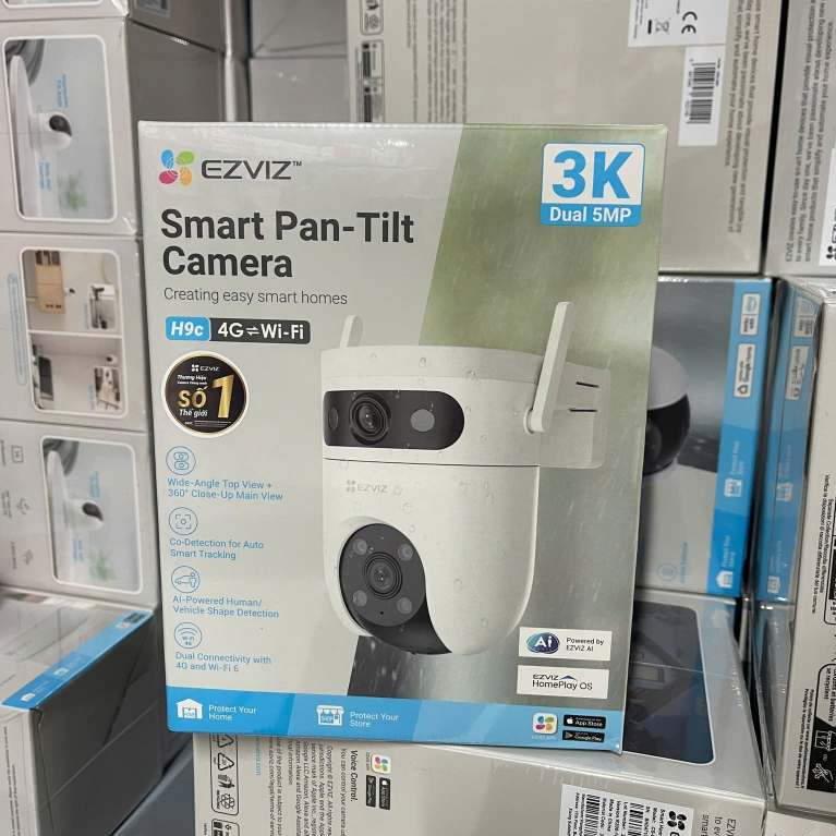 Camera 4G/Wifi EZVIZ H9C 4G 10MP (5MP + 5MP) Ngoài Trời, Có Màu, Đàm Thoại, Xoay 360 Độ, AI 4