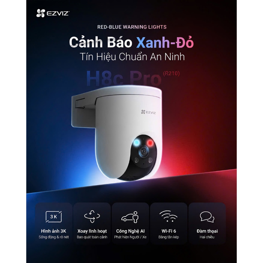 Camera WIFI EZVIZ H8C PRO 3MP/4MP/5MP/8MP, H8C PRO R210, Xoay 360 Độ, Đàm Thoại 2 Chiều, Có Màu 4