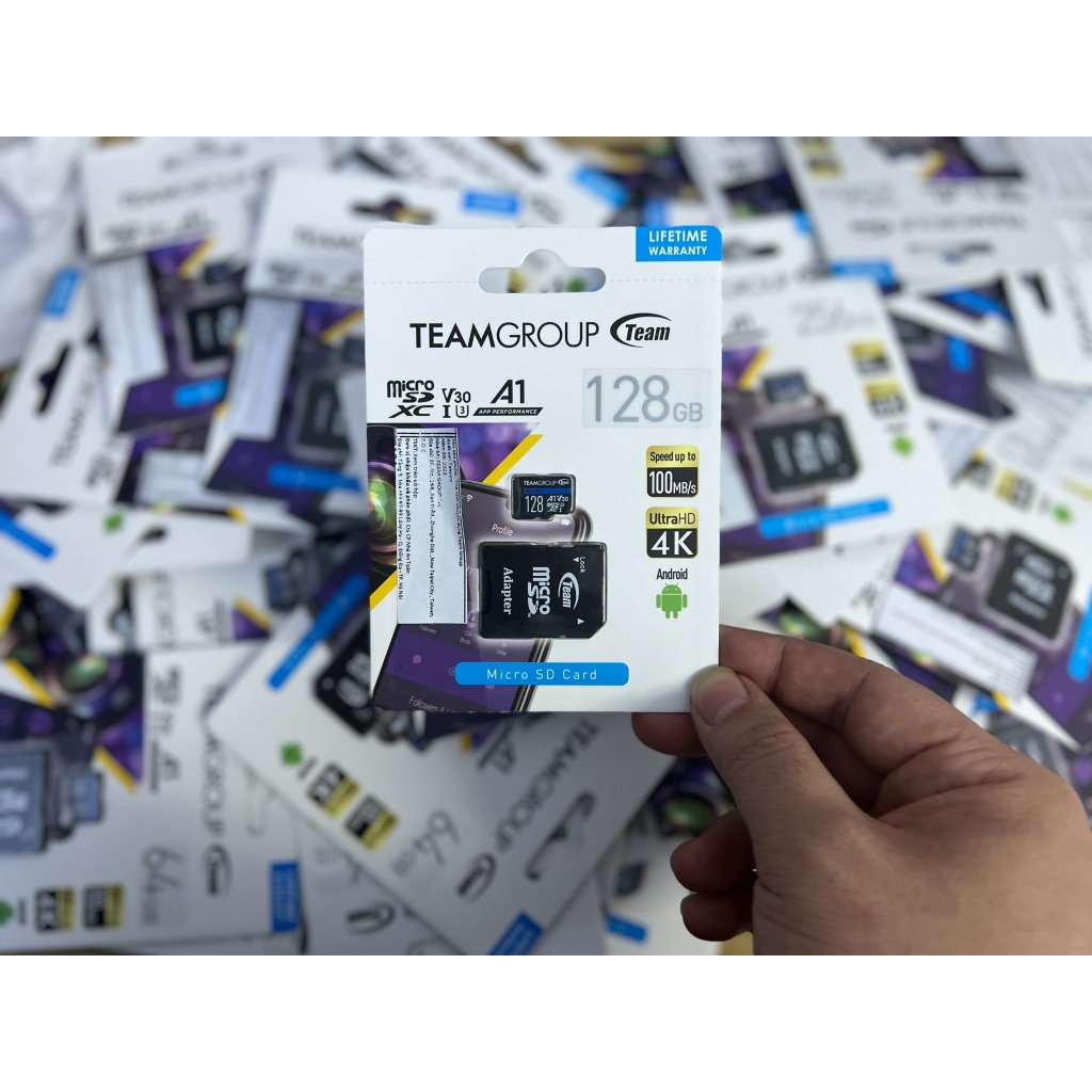 Thẻ Nhớ Micro SDXC TeamGroup 128GB, 64GB, 32GB UHS-I U3 V30 A1 upto 100MB/s kèm Adapter - Chuyên dùng cho Camera 4