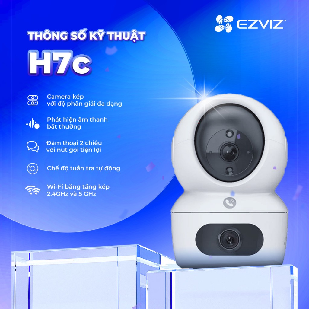 Camera Wifi EZVIZ 2 Mắt H7C 8MP 2K+ (4MP + 4MP) Cao Cấp, Xoay 360 Độ - Đàm Thoại 2 Chiều - Theo Dõi Chuyển Động - VTS 4