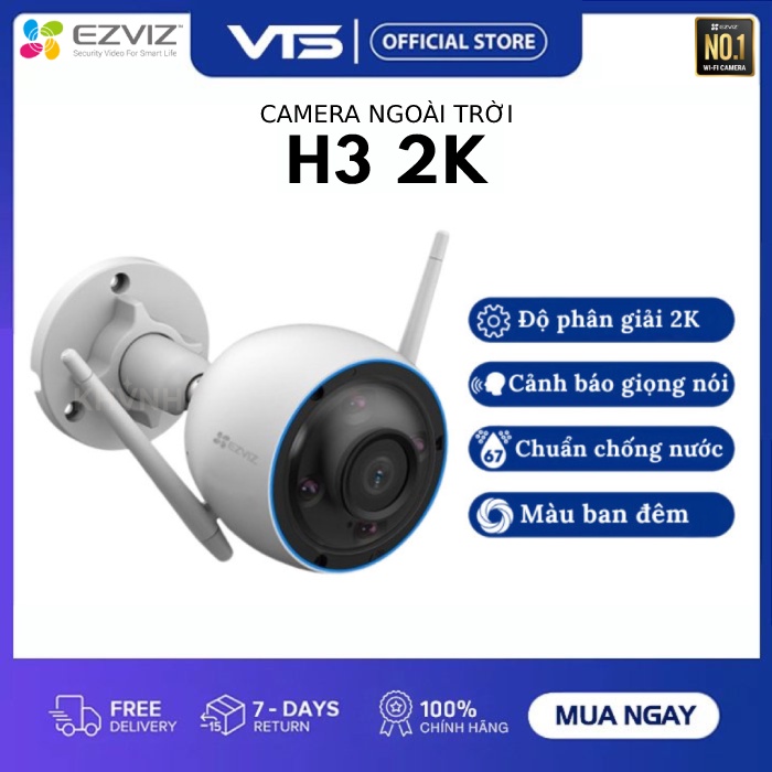 Camera Wifi EZVIZ H3 2K 3MP/H3 3K 5MP, Đàm Thoại 2 Chiều, Có Màu Ban Đêm, Chuẩn H.265 - VTS VN 3