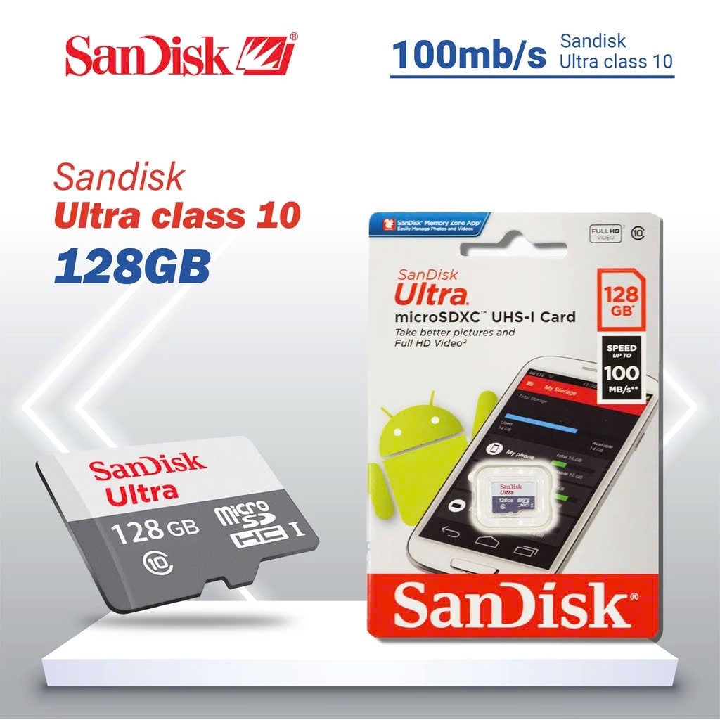Thẻ Nhớ Micro SD Sandisk Chính Hãng 32GB/64GB/128GB – Tốc Độ Cao, Bền Bỉ, Chuyên Dùng Cho Camera,...
