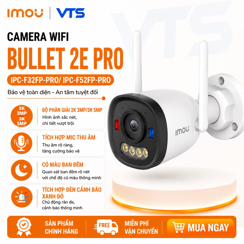 Camera Wifi IMOU Bullet 2E F32FP 3MP/F52FP 5MP Ngoài Trời, Chỉ Thu Âm, Có Màu Ban Đêm 2