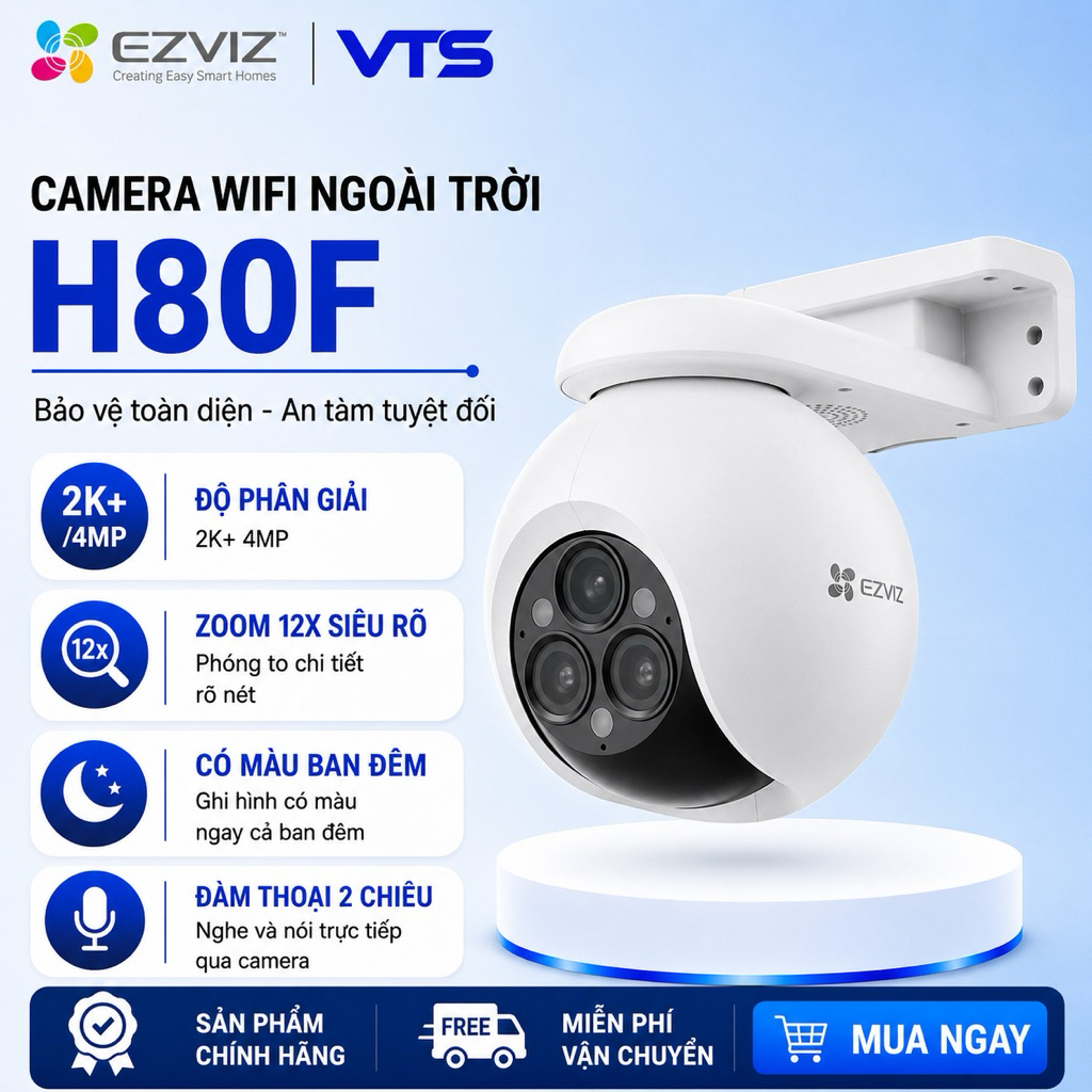 Camera Wifi EZVIZ H8X 4MP/ H80F 4MP Zoom 12X, Xoay 360 Độ, Đàm Thoại 2 Chiều, Có Màu, Theo Dõi Ai 2