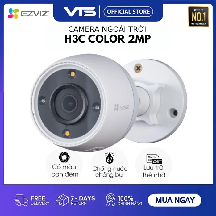 Camera IP Wifi EZVIZ H3C 2MP Color, Full HD - Có Màu Ban Đêm - H.265 Ngoài Trời, Chuẩn IP67 - VTS VN 2