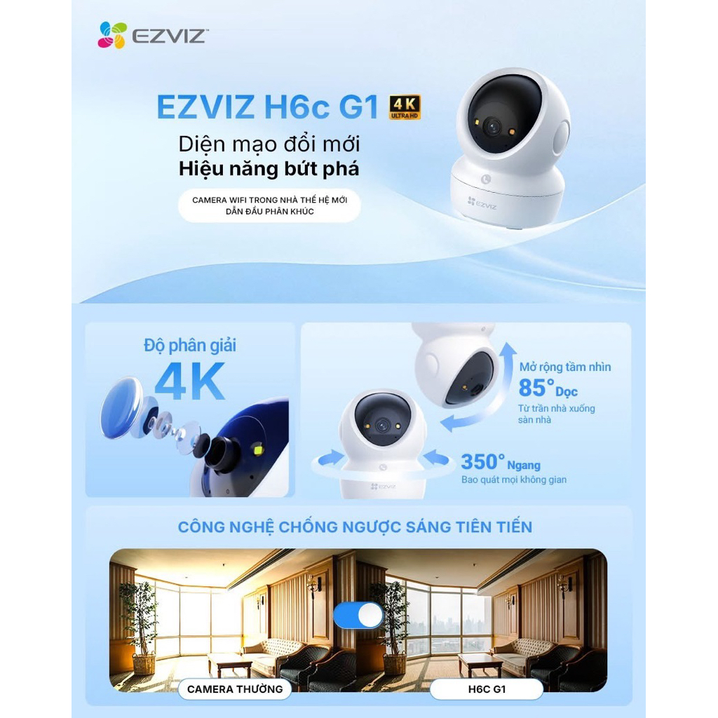 Camera Wifi EZVIZ H6C G1 4K 8MP, H6C G1 3MP/5MP, H6C PRO - Xoay 360 Độ, Đàm Thoại 2 Chiều, Theo Dõi 11