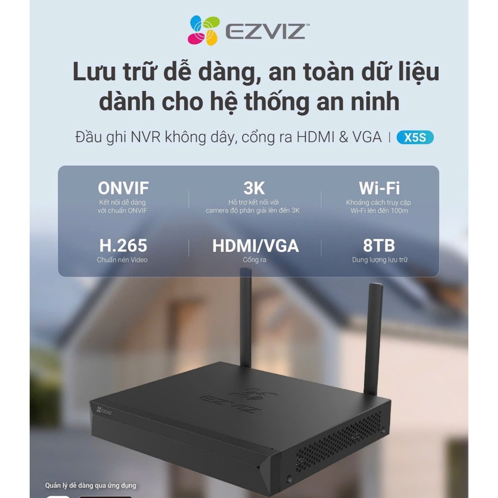 Đầu Ghi Hình EZVIZ X5S 4 Kênh 4W / 8 Kênh 8W, Kết Nối Camera Wifi EZVIZ Tối Đa 5MP, Hổ Trợ Ổ Cứng 8TB, NVR, BH 2 Năm VTS 4