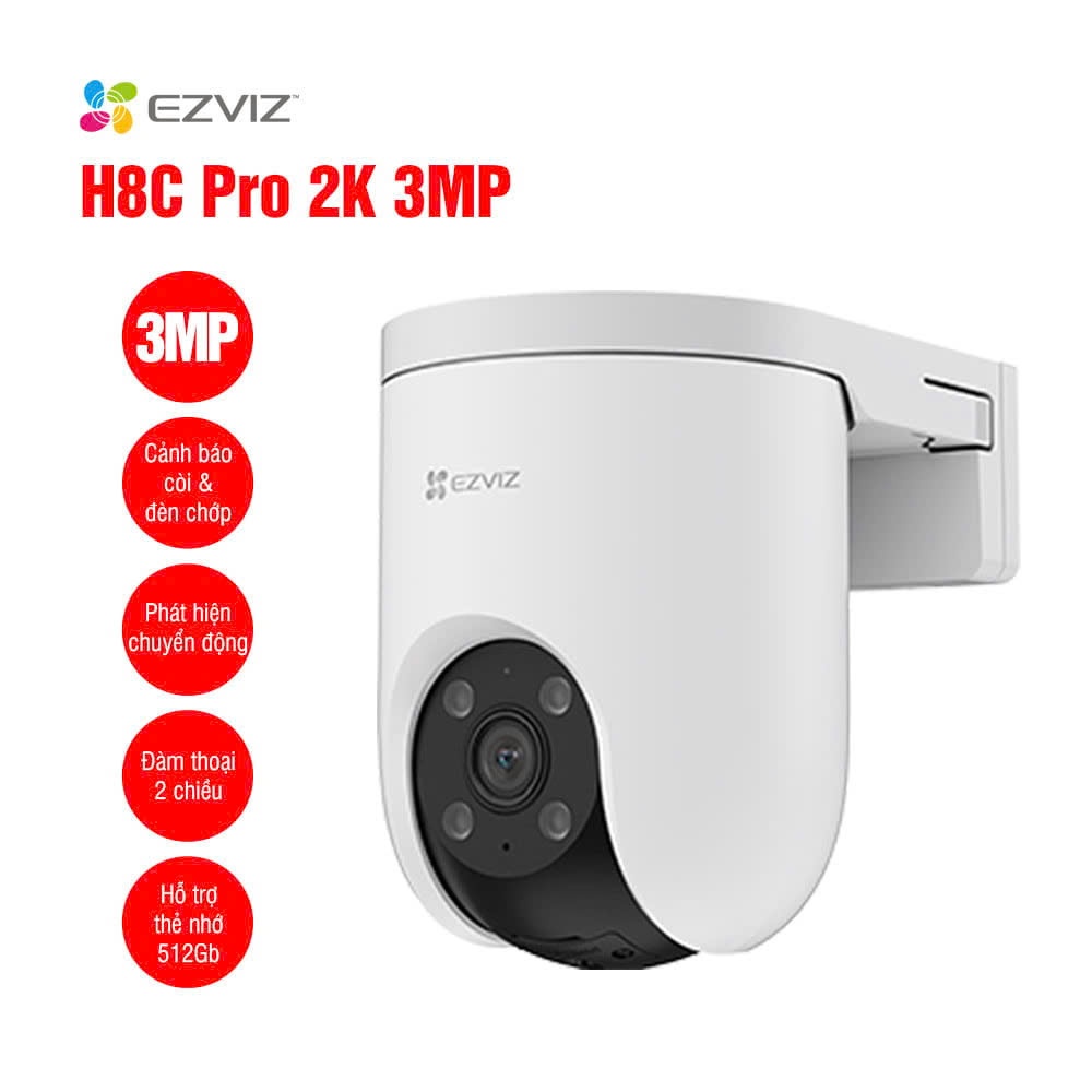 Camera Wifi EZVIZ H8C PRO 3MP 2K, Xoay 360 Độ, Trò Chuyện 2 Chiều, Ghi Hình Màu Ban Đêm - VTS
