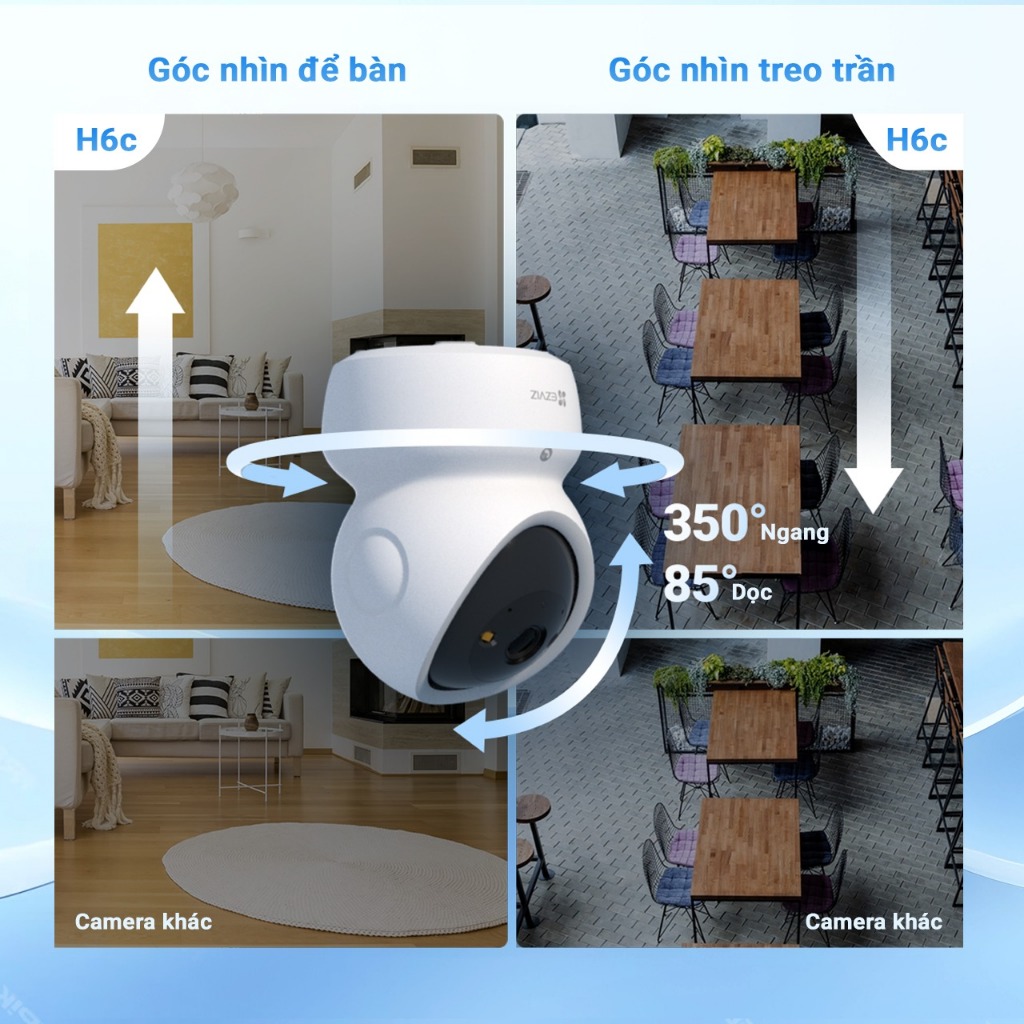 Camera Wifi EZVIZ H6C G1 4K 8MP, H6C G1 3MP/5MP, H6C PRO - Xoay 360 Độ, Đàm Thoại 2 Chiều, Theo Dõi 9