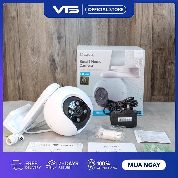 Camera Wifi EZVIZ H8 PRO 3K 5MP - Xoay 360 Độ Ngoài Trời, Đàm Thoại 2 Chiều - H8 3K 5MP, H8 5MP 4