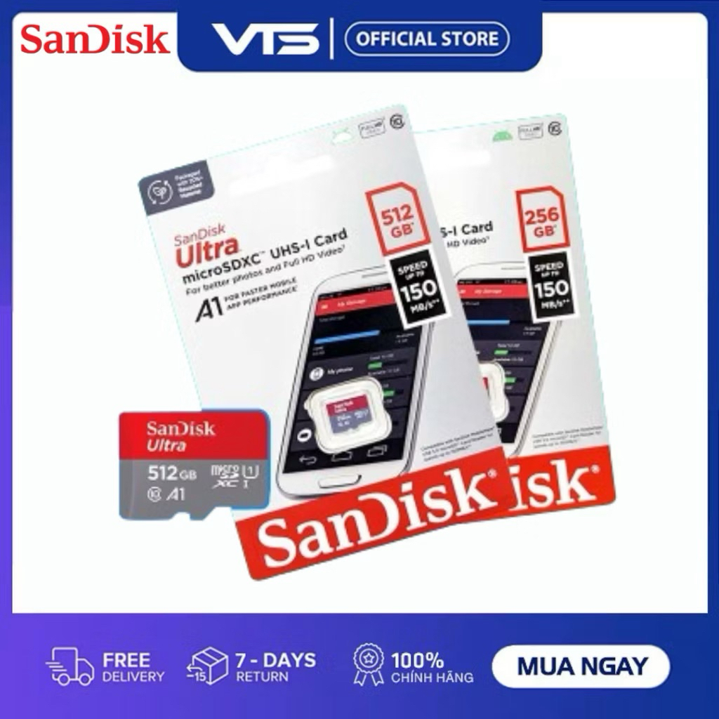 Thẻ nhớ MicroSDXC SanDisk 256GB / 512GB Ultra A1 C10 U1 UHS-I 150MB/s, Chuyên Dùng Cho Camera, Bảo hành 7 Năm 3