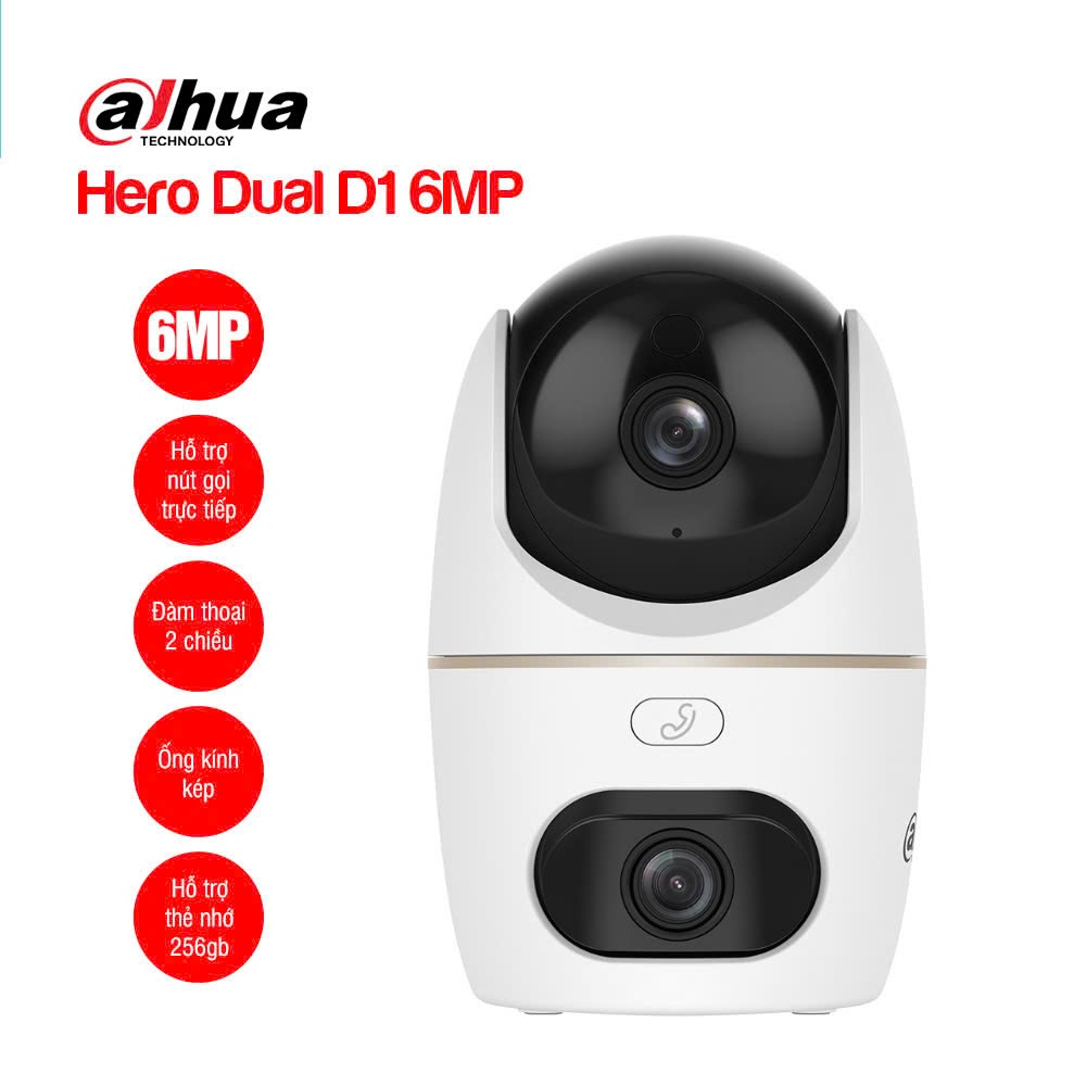 Camera Wifi DAHUA 2 Mắt HERO DUAL D1 DH-H3D-3F 6MP/ DH-H5D-5F 10MP Xoay 360, Đàm Thoại 2 Chiều, Theo Dõi Chuyển Động 8