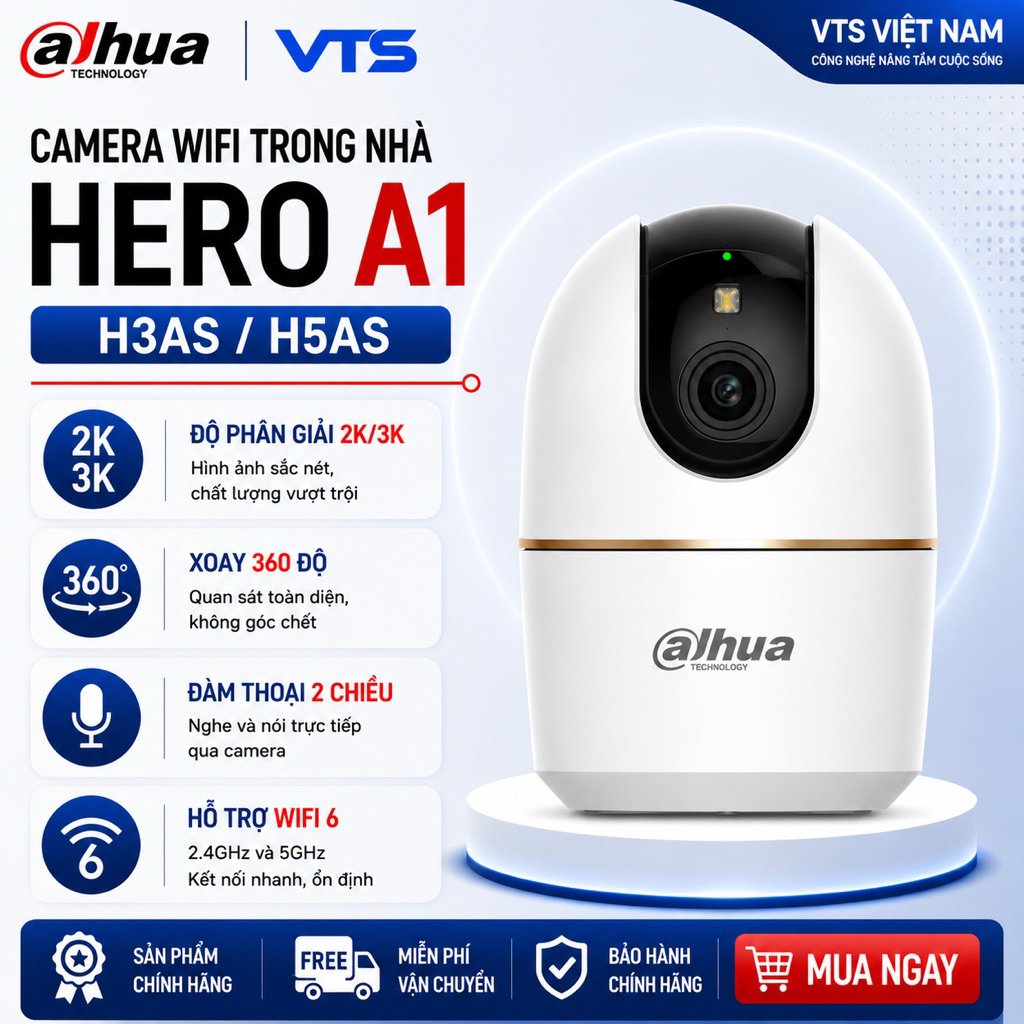 Camera Wifi DAHUA HERO A1 H3AE 3MP/H4AE 4MP/H5AE 5MP Trong Nhà, Xoay 360 Độ, Đàm Thoại, Theo Dõi 4