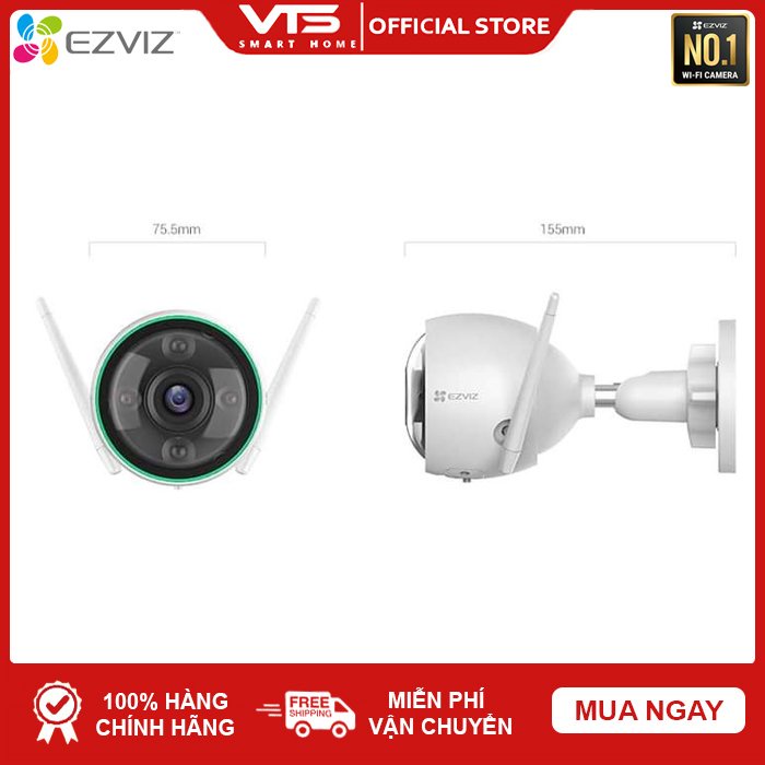 Camera WIFI EZVIZ C3N 2.0MP, CS-C3N-A0-3H2WFRL 1080P ngoài trời - Tích hợp Micro Thu Âm -  Full color 7