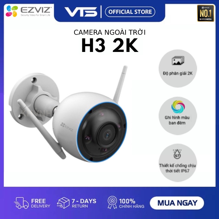 Camera IP Wifi EZVIZ H3 2K 3MP, Đàm Thoại 2 Chiều, Chuẩn H.265, Ai Thông Minh - VTS Store 2