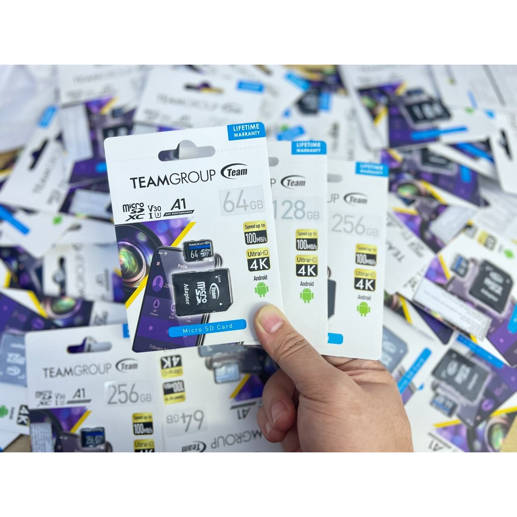 Thẻ Nhớ Micro SDXC TeamGroup 128GB, 64GB, 32GB UHS-I U3 V30 A1 upto 100MB/s kèm Adapter - Chuyên dùng cho Camera 5