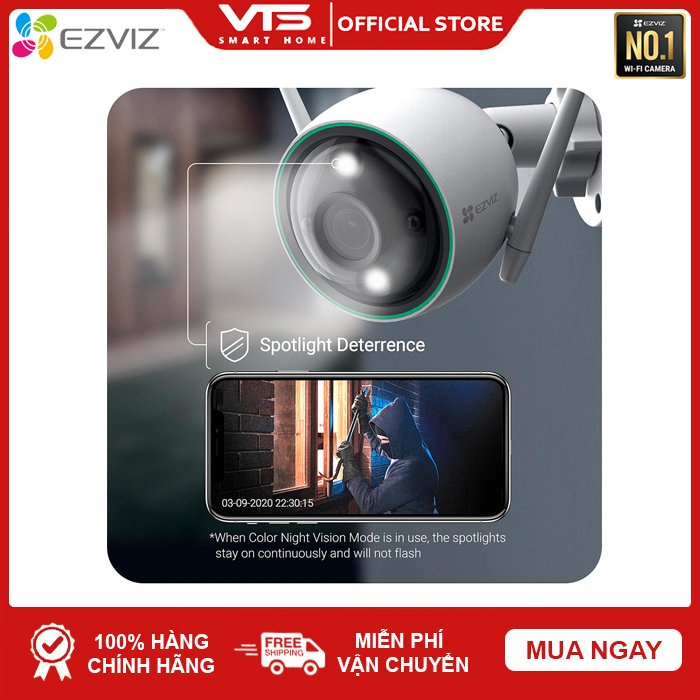 Camera WIFI EZVIZ C3N 2.0MP, CS-C3N-A0-3H2WFRL 1080P ngoài trời - Tích hợp Micro Thu Âm -  Full color 4