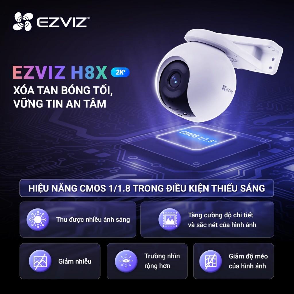 Camera Wifi EZVIZ H8X 4MP/ H80F 4MP Zoom 12X, Xoay 360 Độ, Đàm Thoại 2 Chiều, Có Màu, Theo Dõi Ai 4