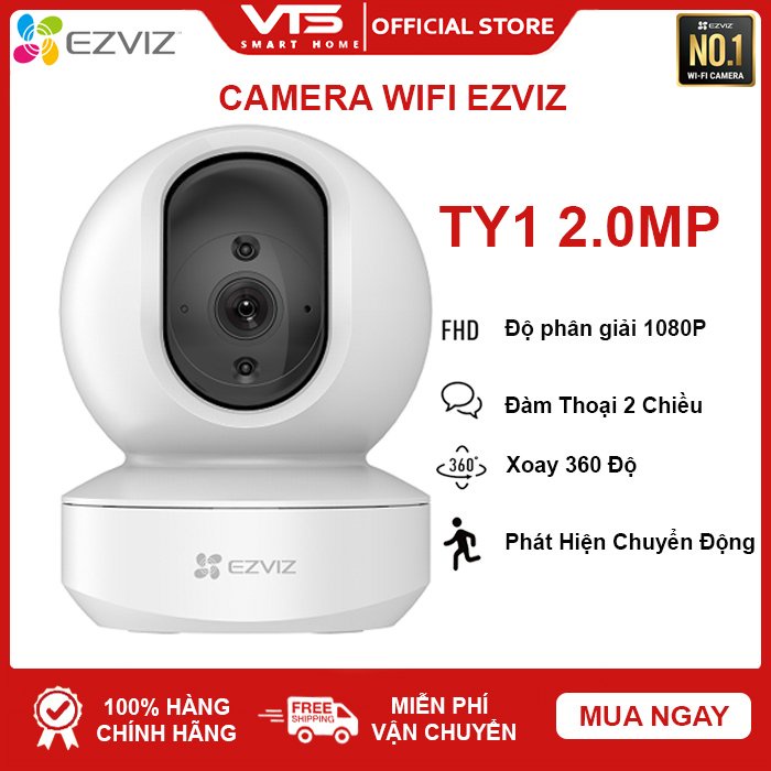 Camera WIFI Trong nhà EZVIZ TY1 2MP 1080P, Smart IR, Xoay 360 Độ, Đàm Thoại 2 Chiều, Theo Dõi Chuyển Động - VTS SMART 4
