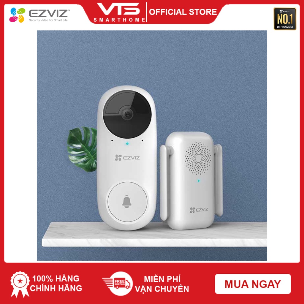 Chuông cửa không dây kèm camera EZVIZ DB2C, Còi báo động chống trộm, Góc Quan Sát Đọc 160°, Tầm Nhìn Ban Đêm Lên Tới 6m 5