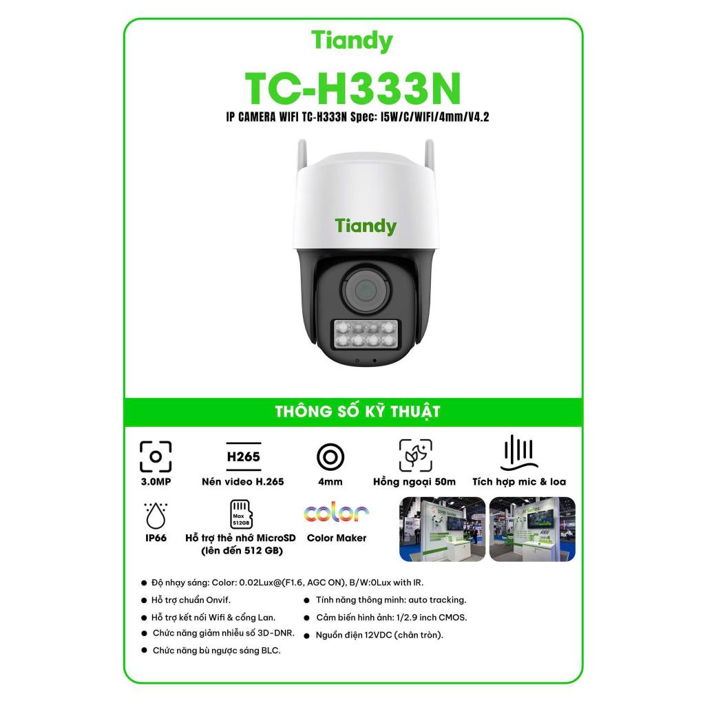 Camera Wifi Ngoài Trời TIANDY TC-H333N|TC-H333K|TC-H334S, Xoay 360 Độ, Có Màu Ban Đêm, Đàm Thoại 2 Chiều 3