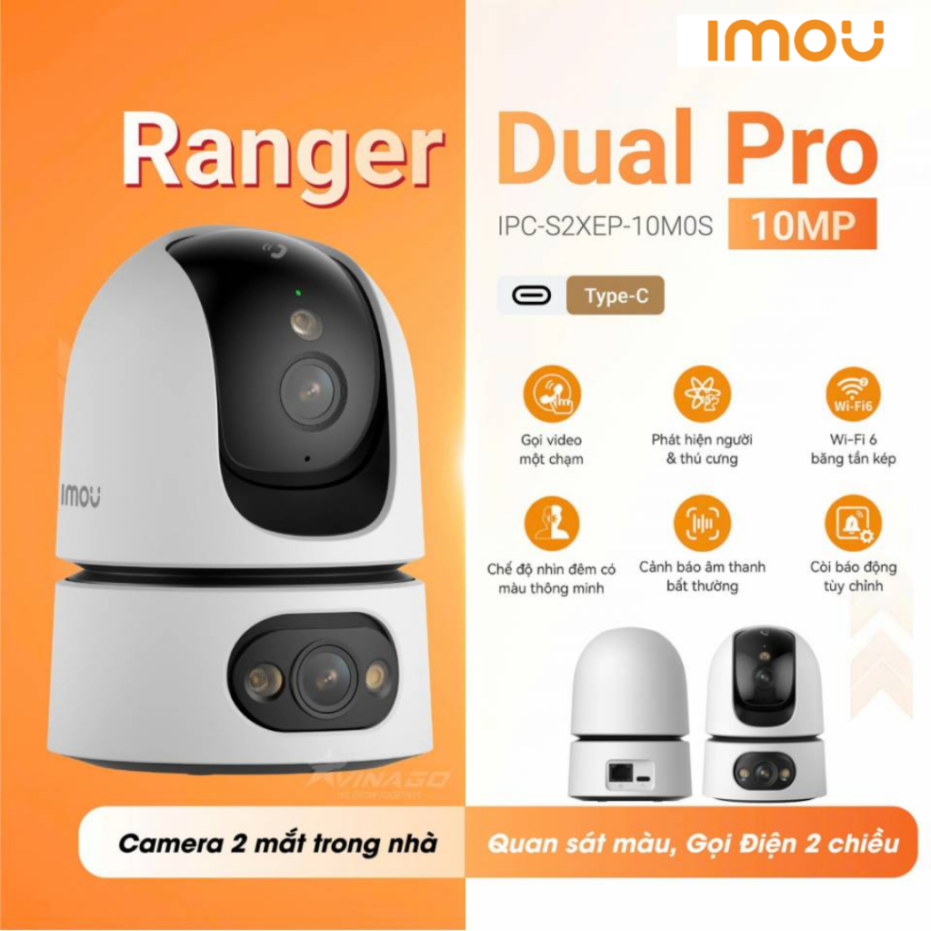 Camera Wifi IMOU 2 Mắt Ranger Dual Pro S2XEP 6MP/10MP, Ranger Dual S2XP 6MP/10MP, Xoay 360 Độ, Đàm Thoại 2 Chiều 2