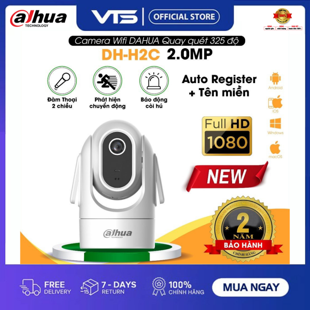 Camera Wifi DAHUA HERO C1 H4C 4MP, H2C 2MP, Xoay 360, Đàm Thoại 2 Chiều, Auto Register, Phát Hiện Xâm Nhâp 3
