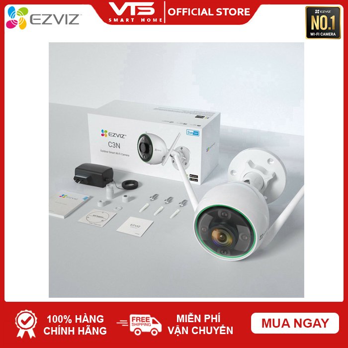 Camera WIFI EZVIZ C3N 2.0MP, CS-C3N-A0-3H2WFRL 1080P ngoài trời - Tích hợp Micro Thu Âm -  Full color 3