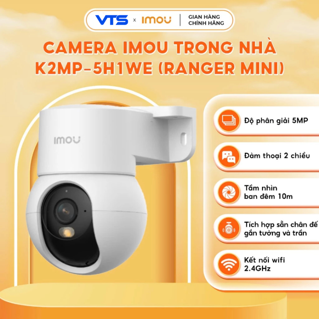 Camera Wifi IMOU Ranger Mini K2MP 3MP/5MP, Tích Hợp Chân Đế, Xoay 360 Độ, Phát Hiện Người, Có Màu 6